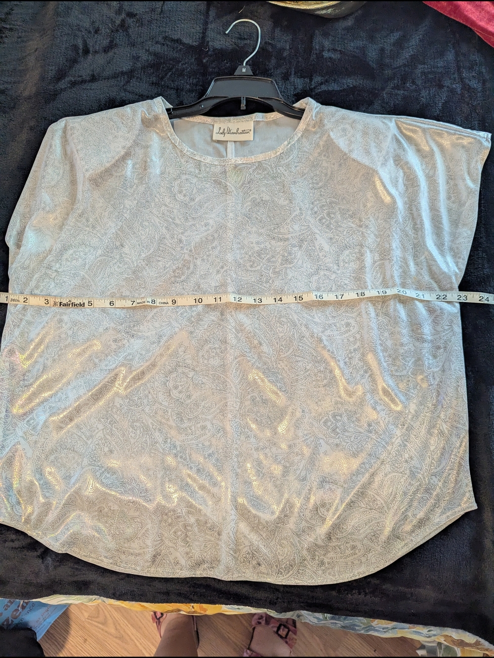 Silver Paisley Shine Short-Sleeve Top